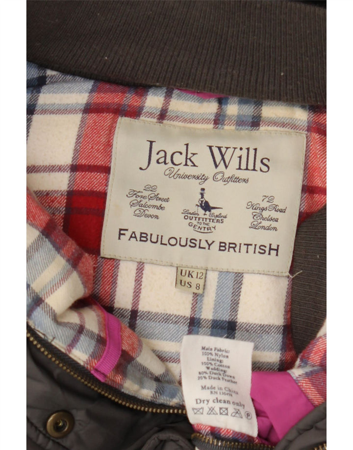 Damska wyściełana kamizelka z kapturem JACK WILLS UK 12, średni szary nylon