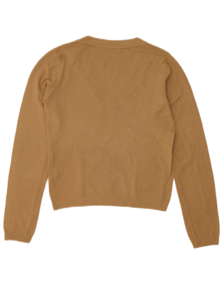 Sweter damski Zara z dekoltem w kształcie litery V, UK 12, średni beż, akryl