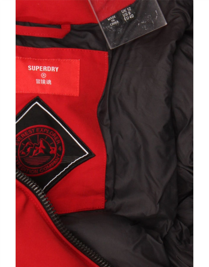 Damska ocieplana kurtka bomber Superdry UK 12, średni czerwony poliester