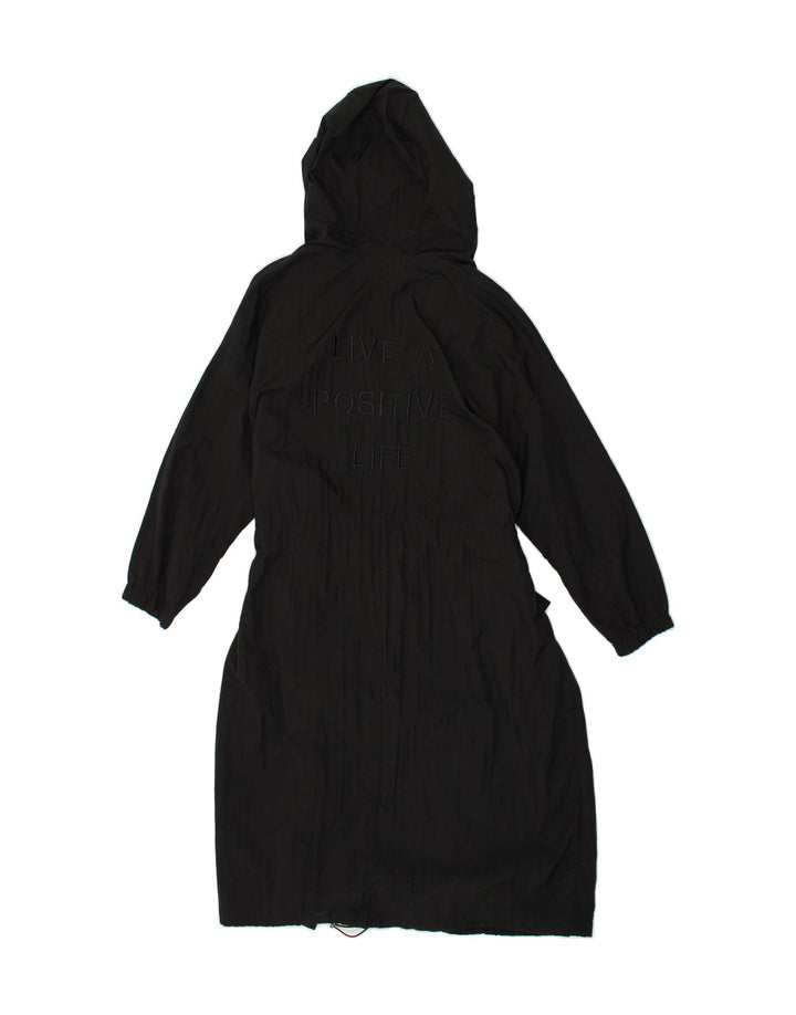 BENETTON Womens Graphic Hooded Overcoat UK 10 Small Black Polyamide Vintage Benetton and Second-Hand Benetton from Messina Hembry 