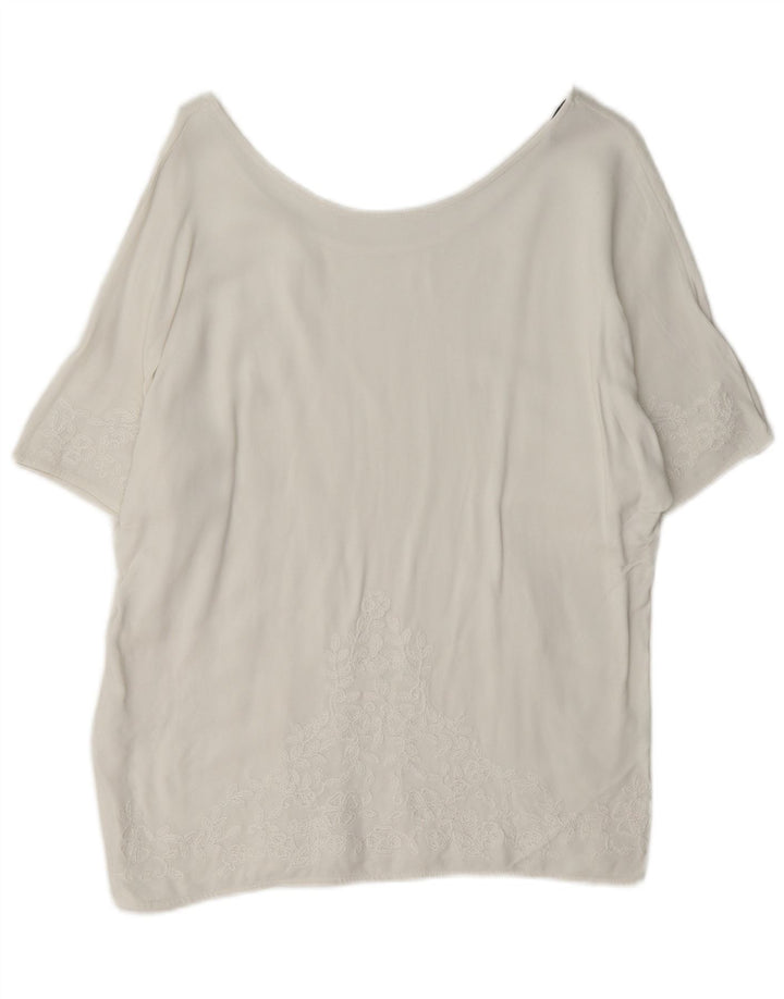 Bluzka damska Massimo Dutti Top UK 16, duża, biała w kwiaty