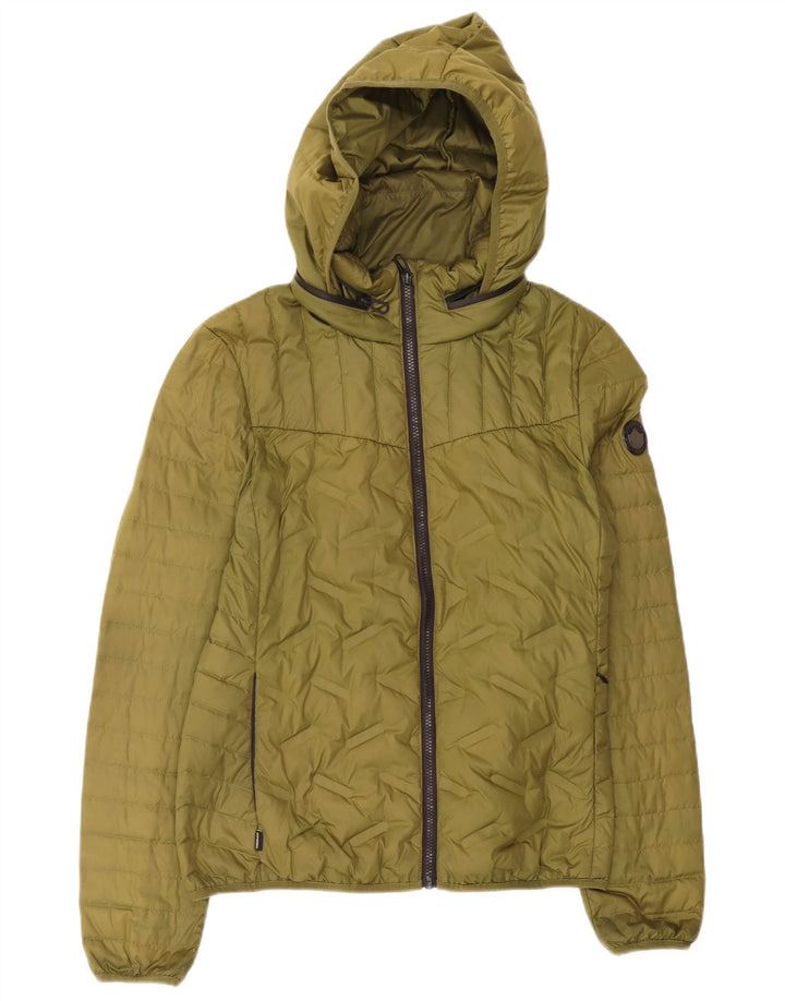 Męska ocieplana kurtka z kapturem Superdry UK 14, duża, zielona, poliestrowa