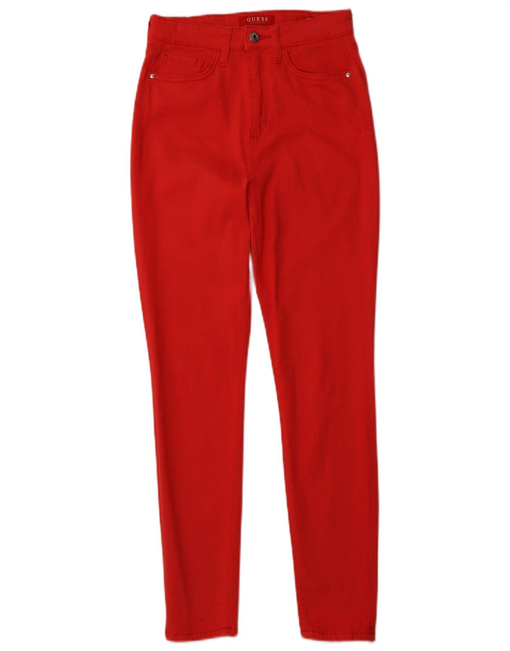 Damskie jeansy obcisłe z wysokim stanem GUESS W27 L27 Czerwone bawełniane