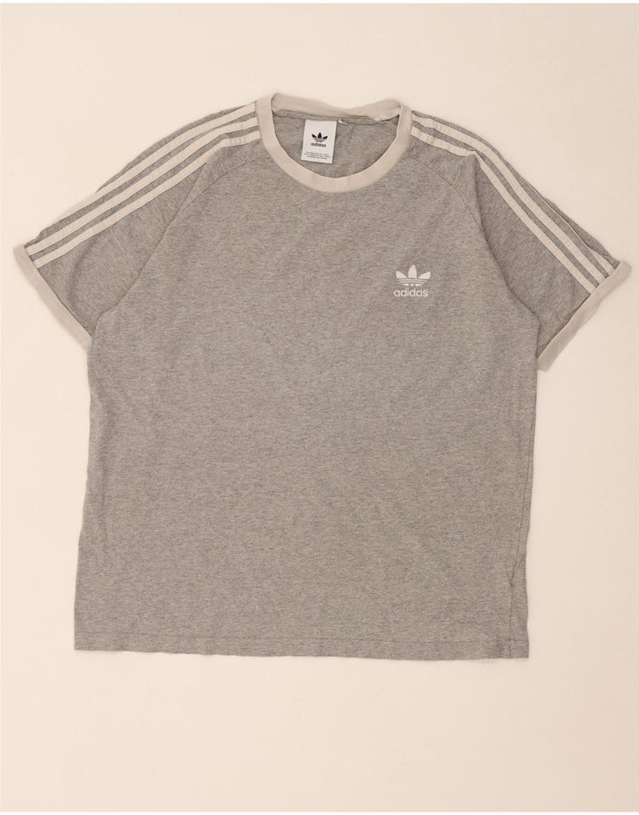 Adidas Męska koszulka Top, duża, szara, bawełniana z blokami kolorów