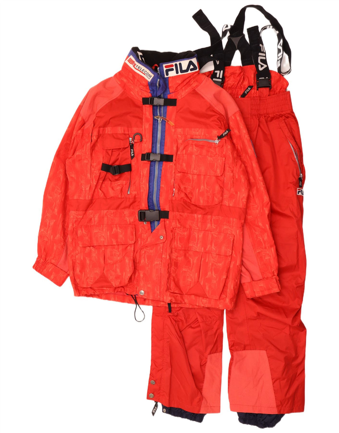 Zestaw 2-częściowy męskich nart Fila Graphic IT 48 Medium W30 L29 Czerwony, blok kolorów