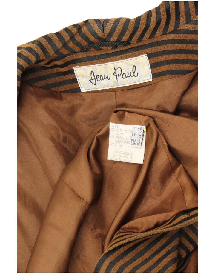 JEAN PAUL Womens Double Breasted Blazer Jacket UK 14 Large Brown Striped