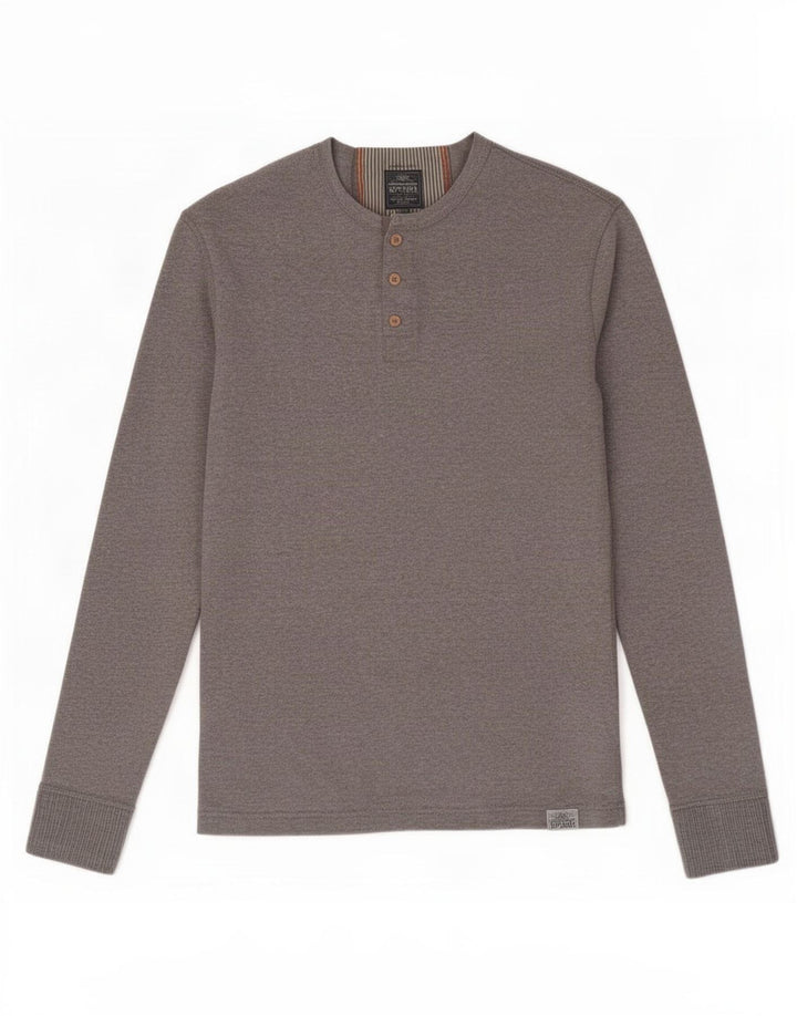 Superdry Mens Top Long Sleeve Medium Grey Cotton