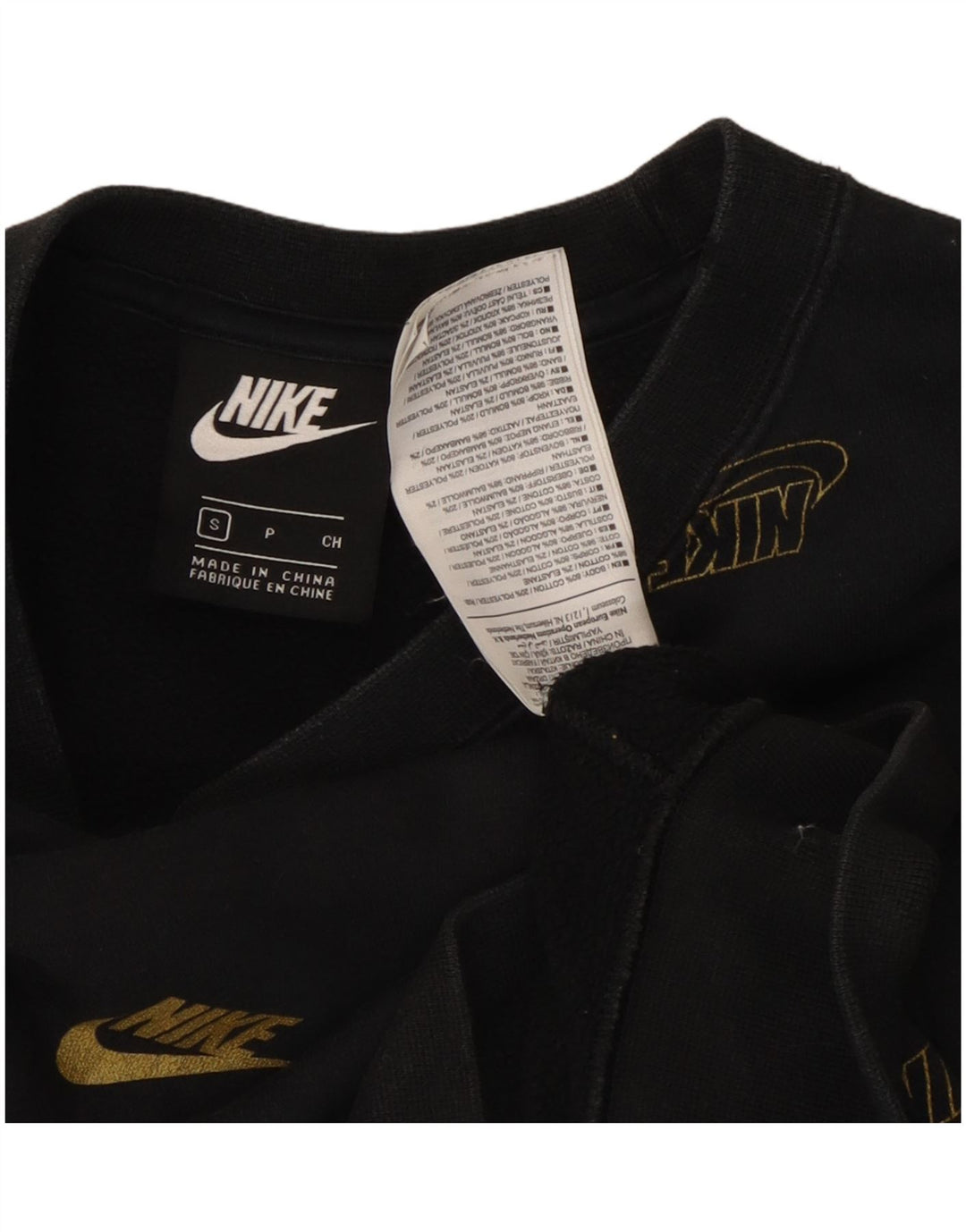Damska bluza dresowa Nike z grafiką oversize, UK 10, mała, czarna, bawełniana