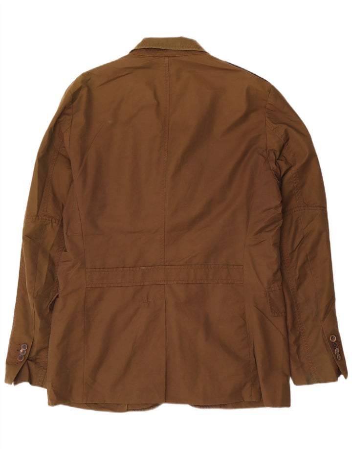 Męska marynarka zapinana na 3 guziki Massimo Dutti EU 52, duża, brązowa, bawełniana