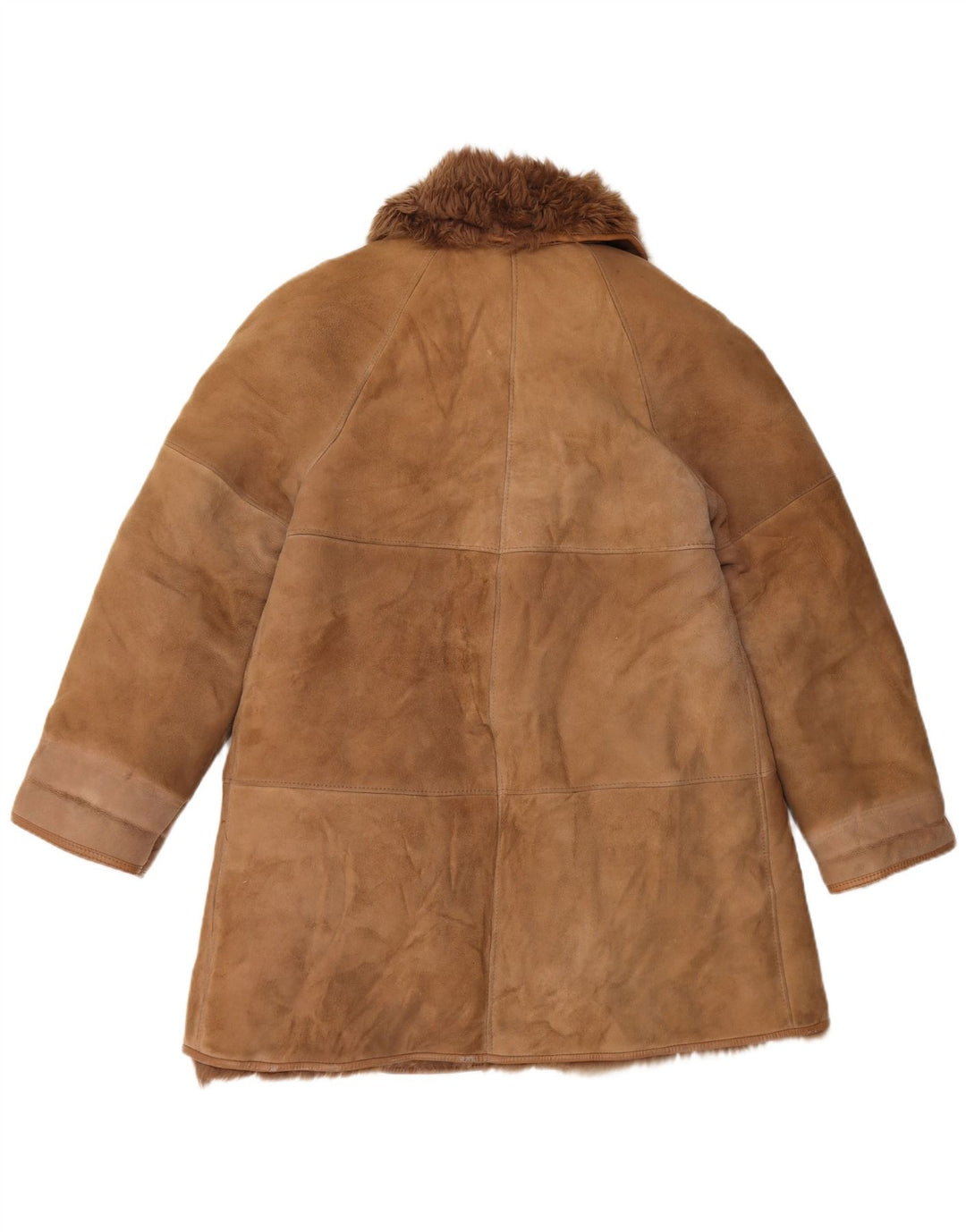 Vintage damski płaszcz z owczej skóry EU 42, duży beżowy shearling