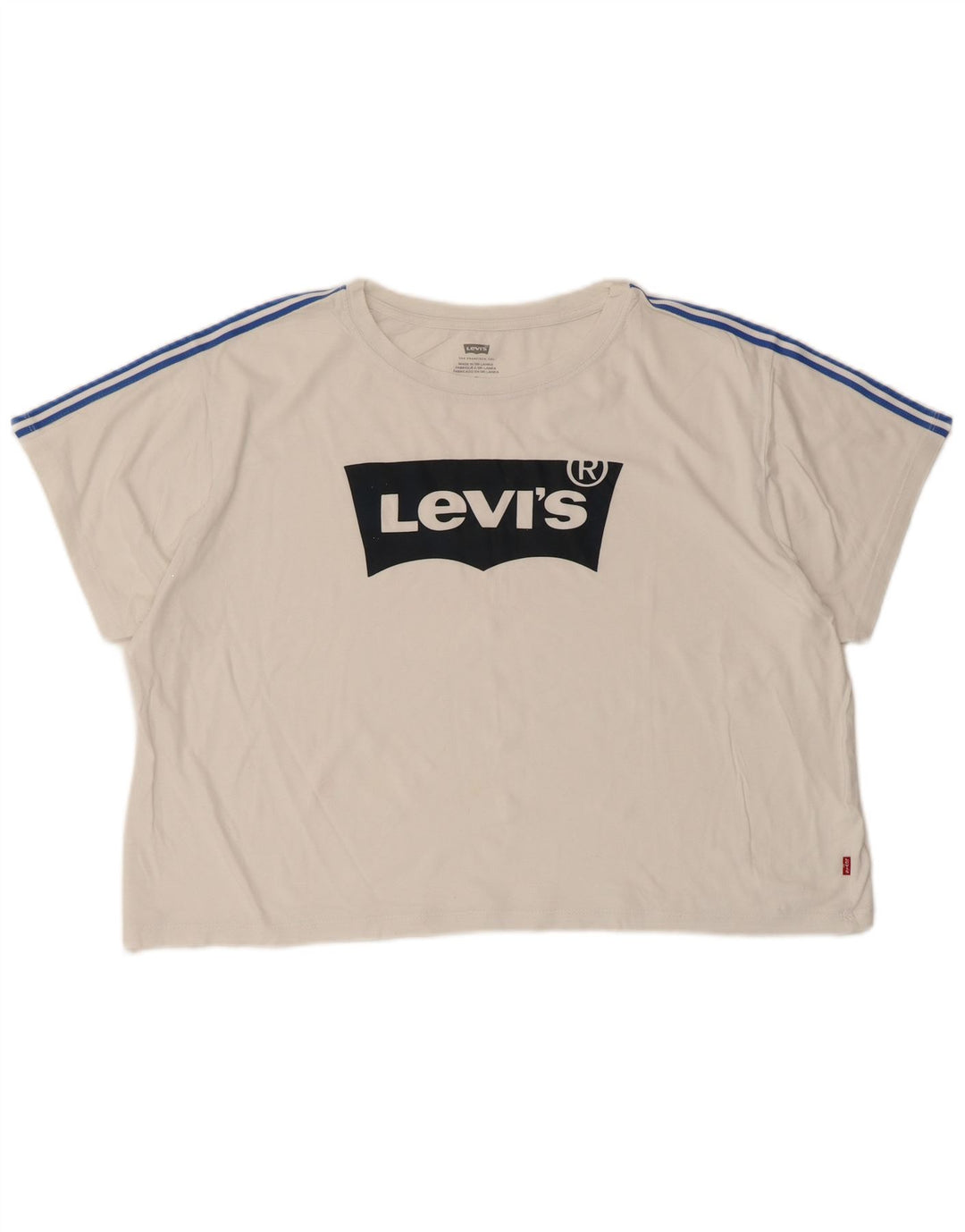 Damska koszulka Levi's Crop Oversize z grafiką Top UK 14 Średnia biel