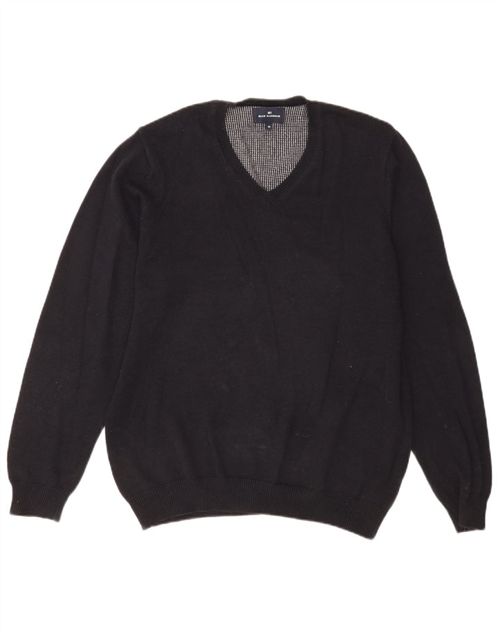 Męski sweter Marks & Spencer Blue Harbor z dekoltem w kształcie litery V, średni granatowy