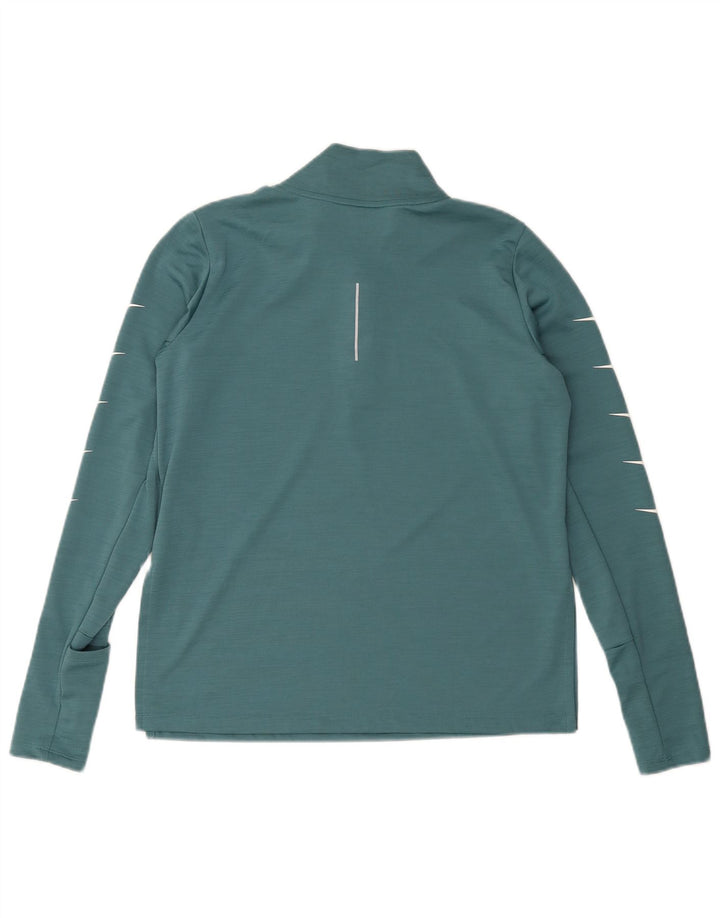 Męska koszulka Nike Dri Fit z zamkiem błyskawicznym i grafiką, z długim rękawem, średnio zielony poliester