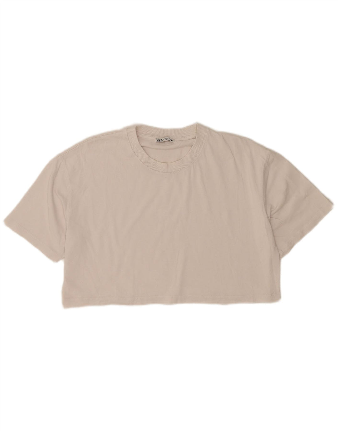 Damski T-shirt Crop Oversize Zara UK 14 Średni Biały
