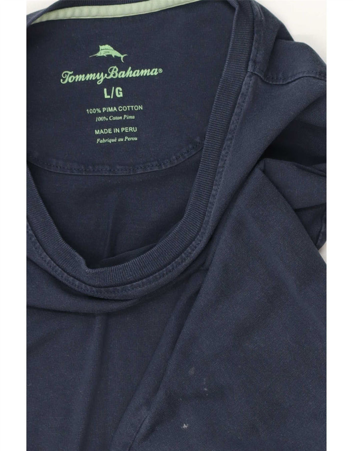 Męski top Tommy Bahama z długim rękawem, duży, granatowy, bawełniany