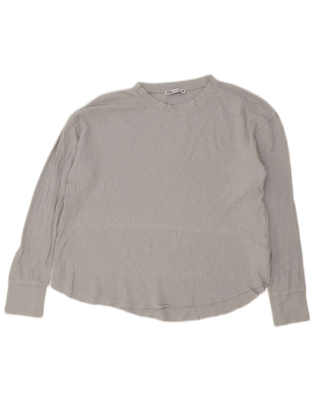 Damski top oversize z długim rękawem Zara UK 10, mały, szary, bawełniany