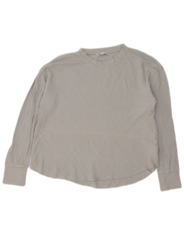 Damski top oversize z długim rękawem Zara UK 10, mały, szary, bawełniany