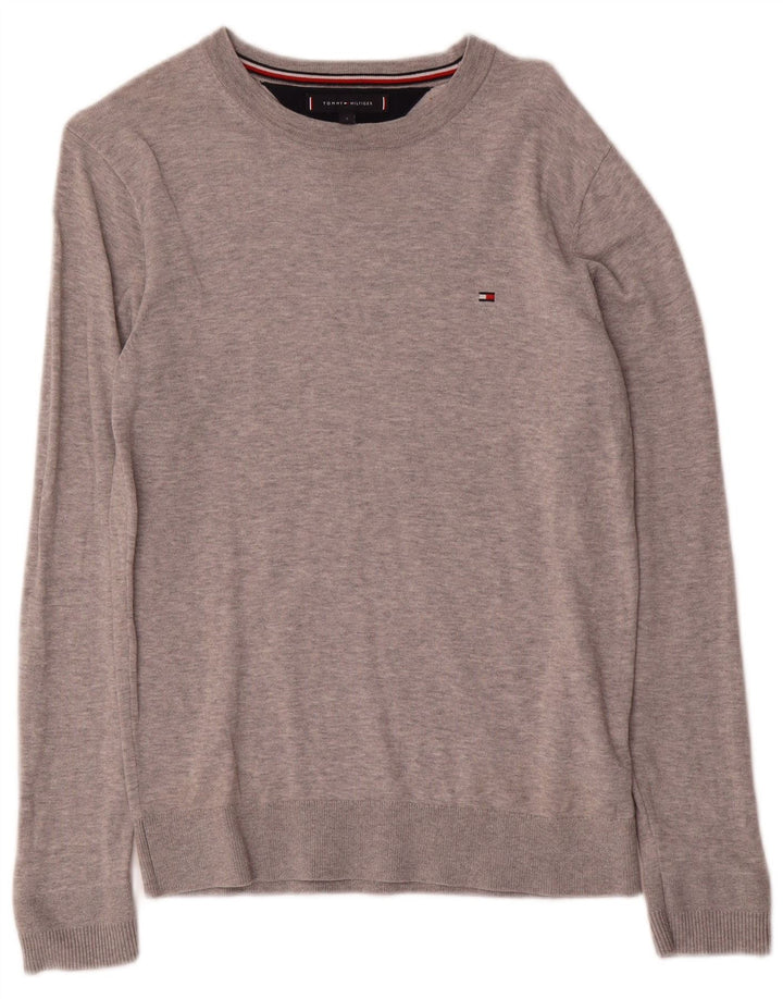 Męski sweter z dekoltem w łódkę Tommy Hilfiger, mały, szary, bawełniany