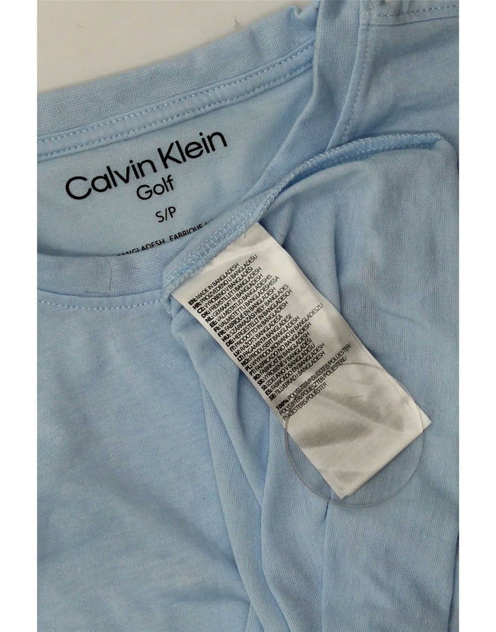 T-shirt męski Calvin Klein, mały, niebieski, poliestrowy