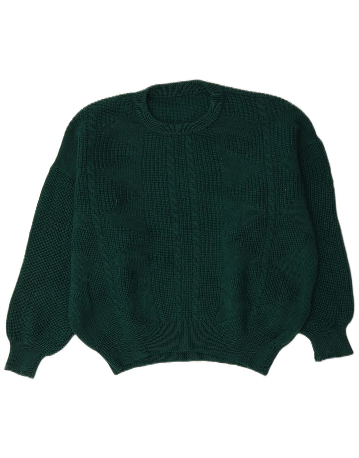 Vintage męski sweter z okrągłym dekoltem XL, zielony