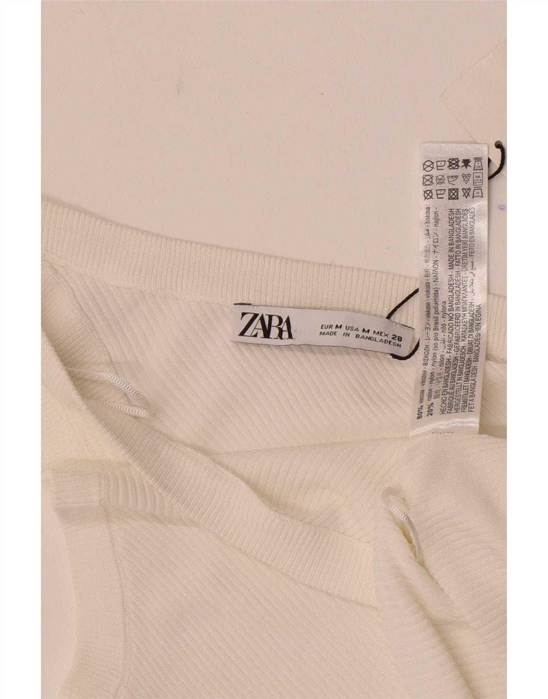 Damski top na jedno ramię Zara UK 12 Średnia biała wiskoza