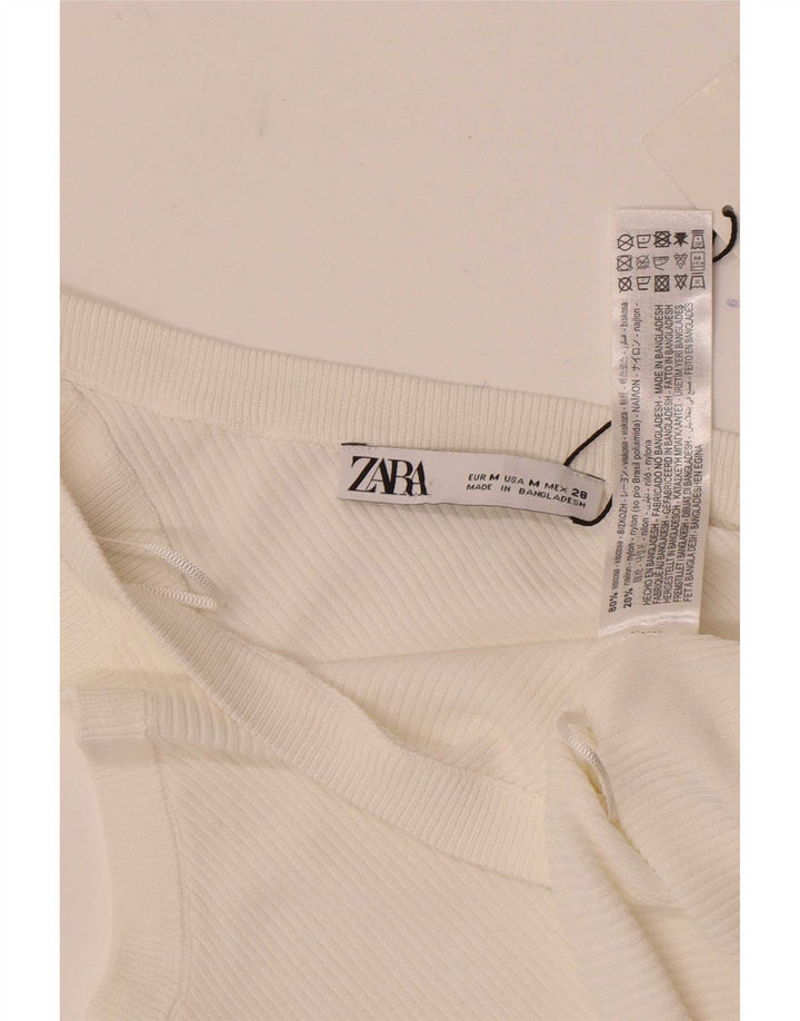 Damski top na jedno ramię Zara UK 12 Średnia biała wiskoza