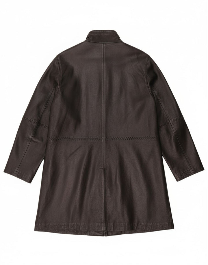 Vintage damski płaszcz skórzany UK 12, średnia czarna skóra