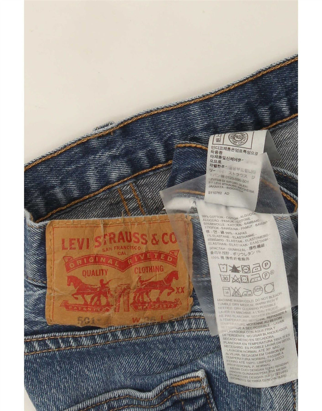 Męskie jeansy Levi's 501 Straight W36 L30 Niebieskie bawełniane