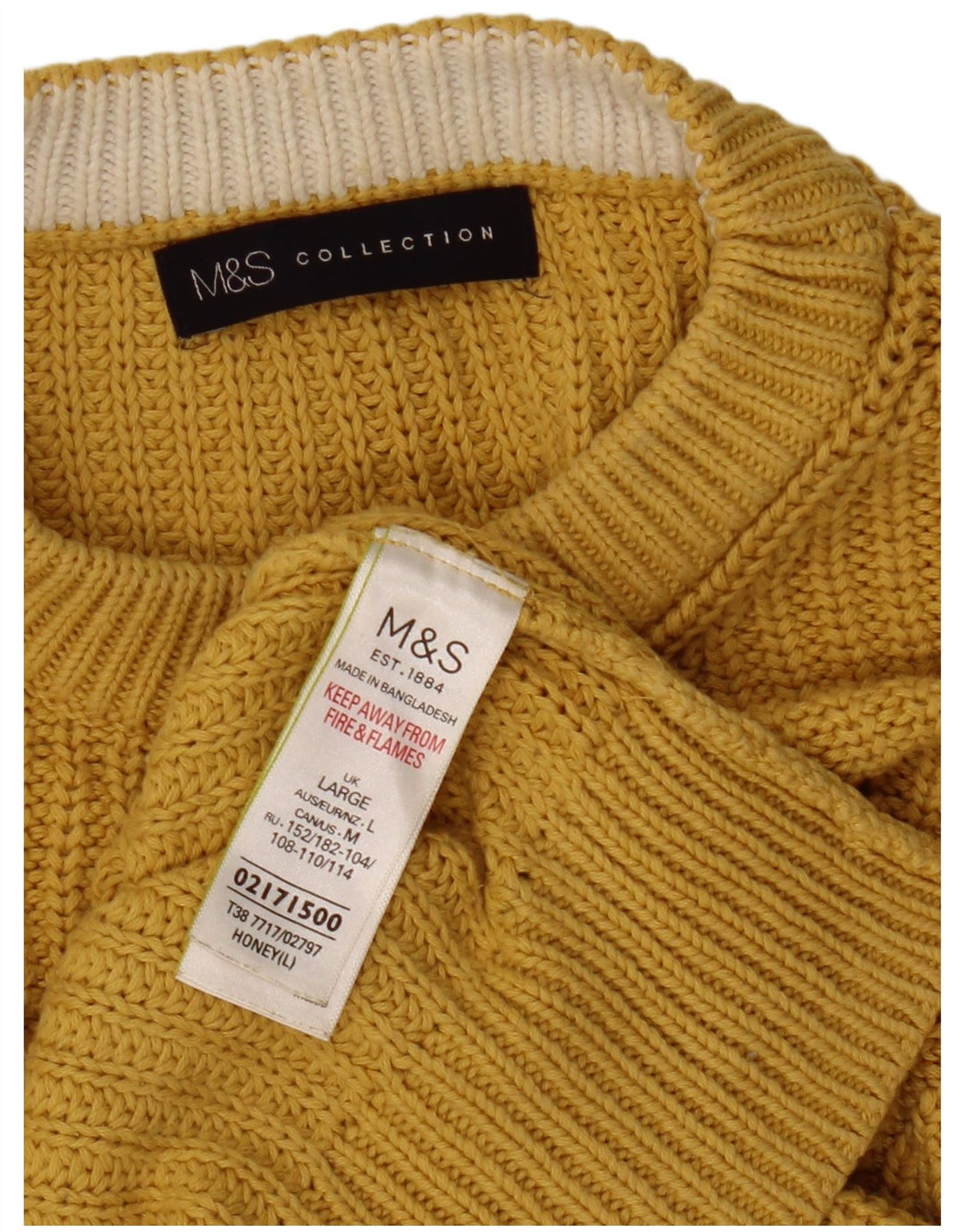 Sweter damski Marks & Spencer z okrągłym dekoltem, UK 16, duży, żółty