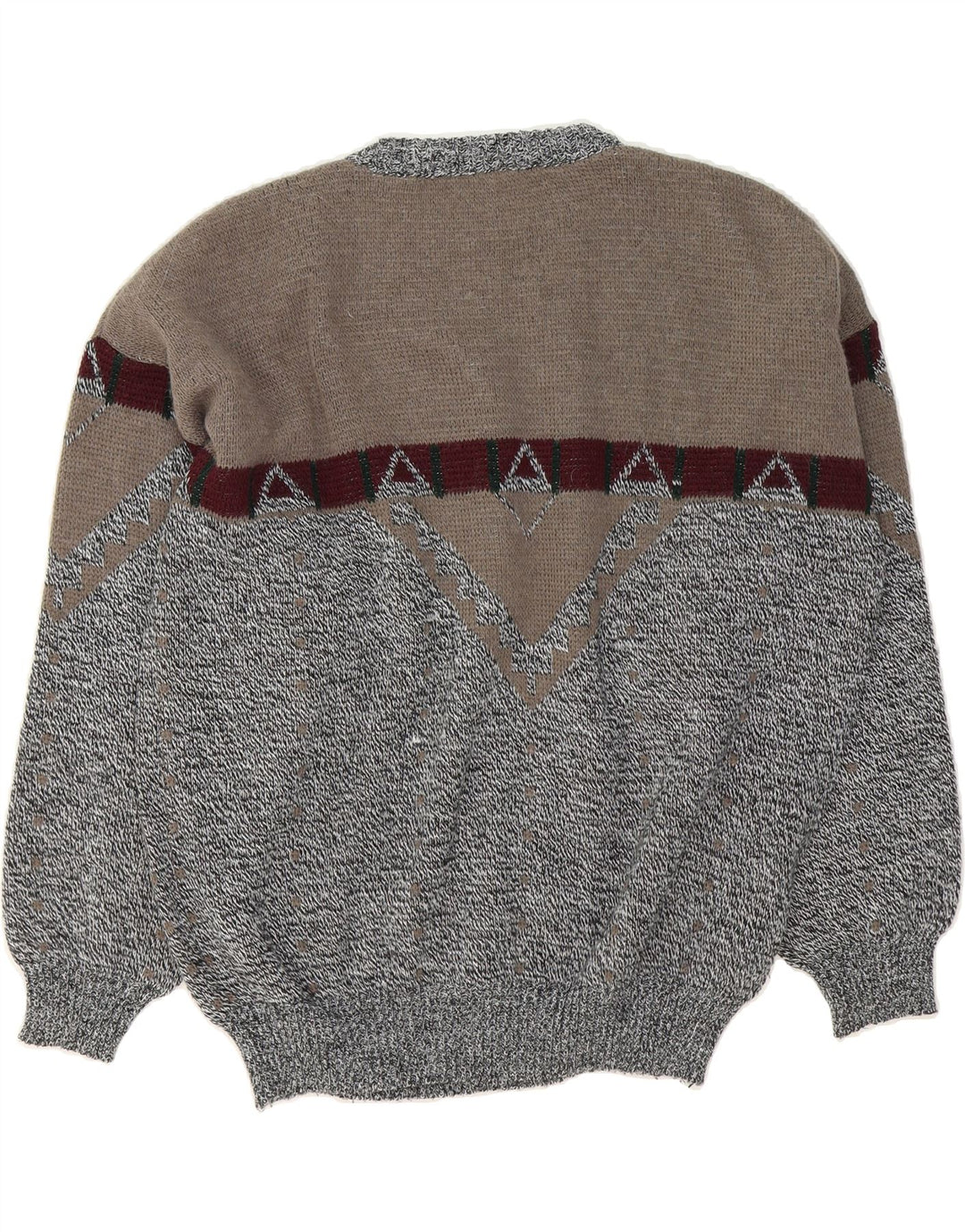 VINTAGE Mens Crew Neck Jumper Sweater XL Grey Colourblock Wool Vintage Vintage and Second-Hand Vintage from Messina Hembry 