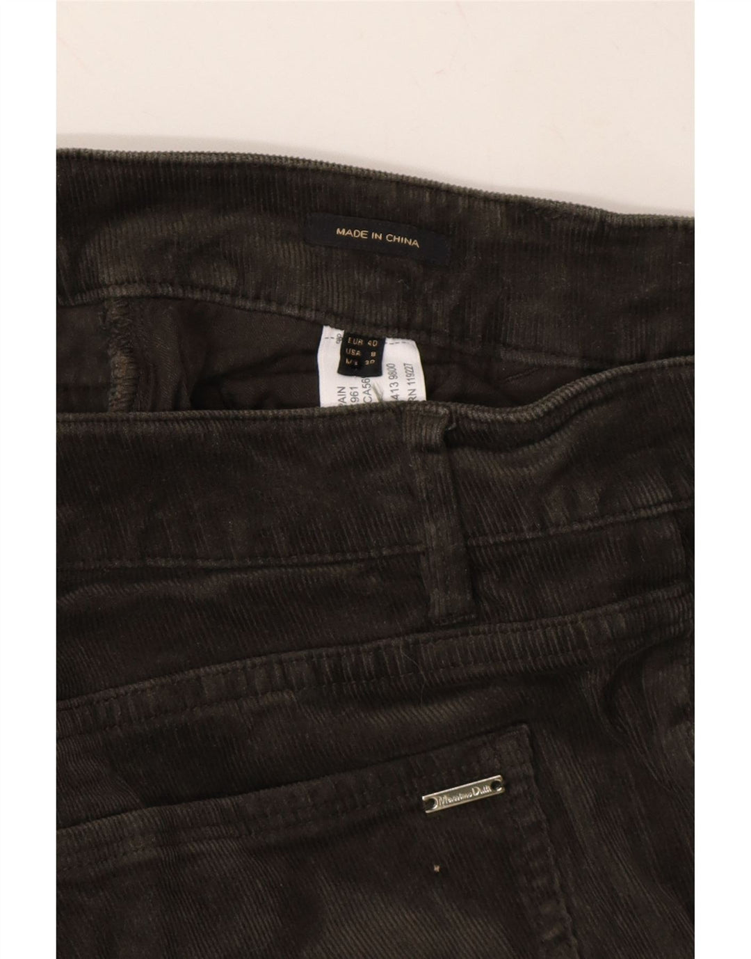 MASSIMO DUTTI Womens Slim Corduroy Trousers EU 40 Medium W30 L29 Khaki Vintage Massimo Dutti and Second-Hand Massimo Dutti from Messina Hembry 