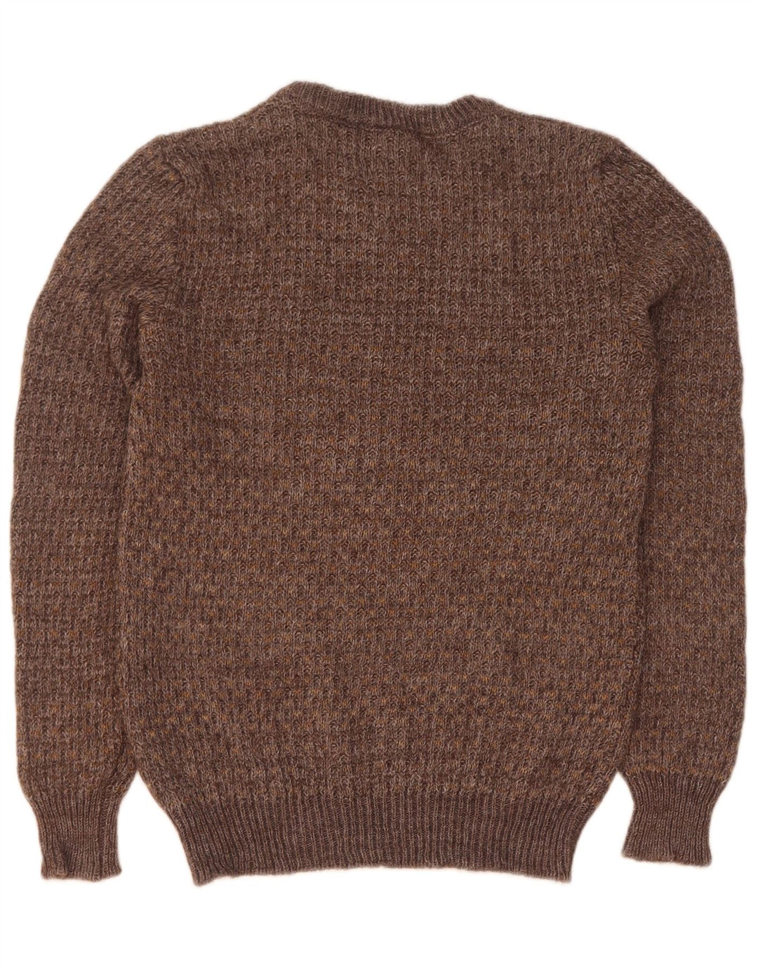 Męski sweter Mistral z okrągłym dekoltem, duży, brązowy, wełniany