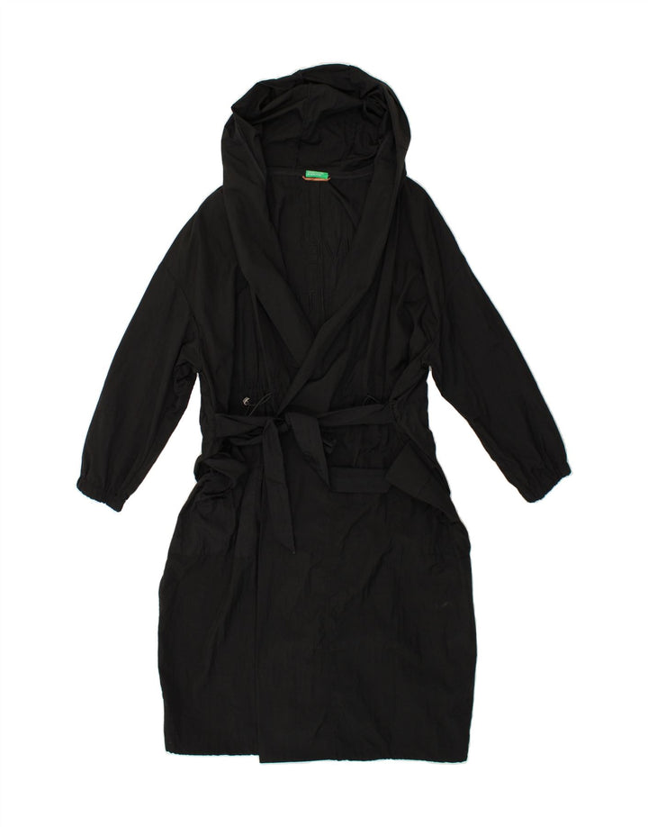 BENETTON Womens Graphic Hooded Overcoat UK 10 Small Black Polyamide Vintage Benetton and Second-Hand Benetton from Messina Hembry 