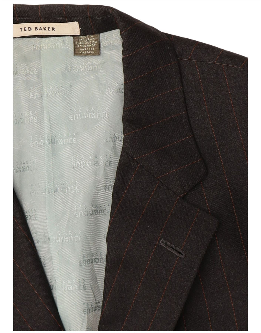 Ted Baker Męska marynarka zapinana na 3 guziki EU 42 XL, szara wełniana w paski