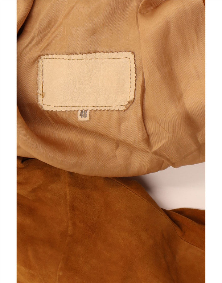 Vintage damska marynarka zapinana na 3 guziki IT 48 XL, brązowa skóra