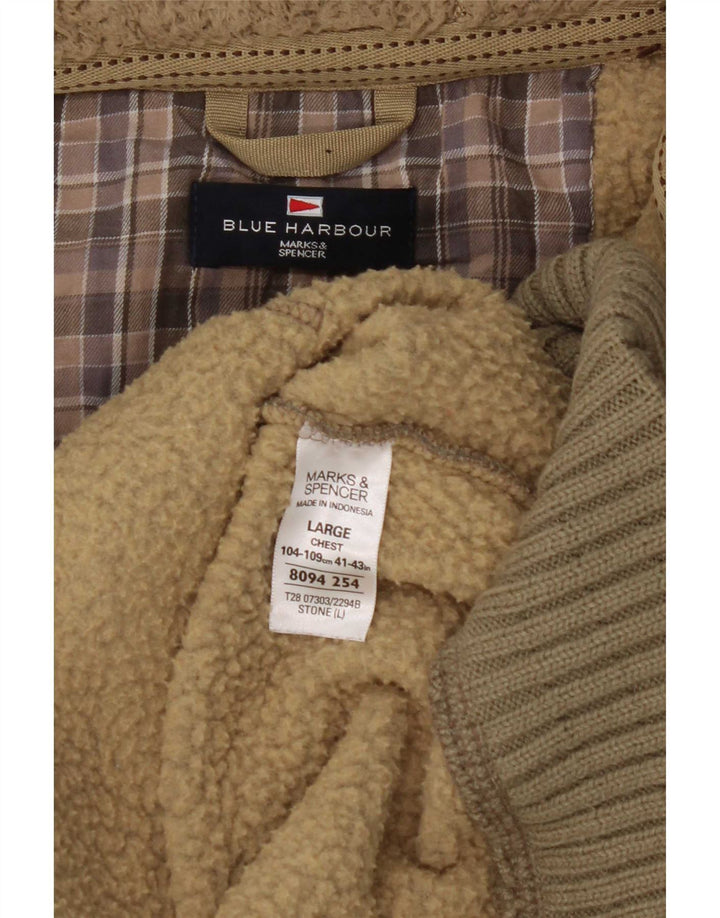 Marks & Spencer Męski sweter z kapturem i zamkiem w kolorze niebieskim, duży, khaki, poliester