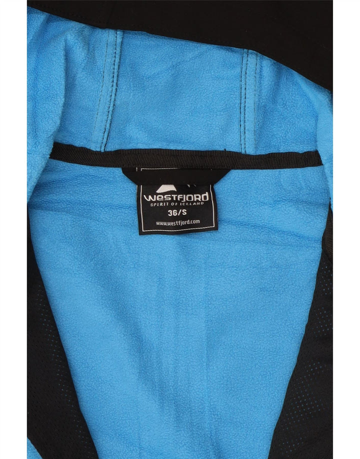 VINTAGE Womens Hooded Windbreaker Jacket EU 36 Small Black Polyester