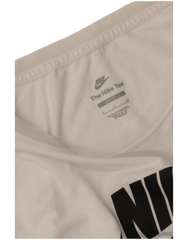 Damska koszulka oversize z grafiką Nike Top UK 10, mała w kolorze złamanej bieli