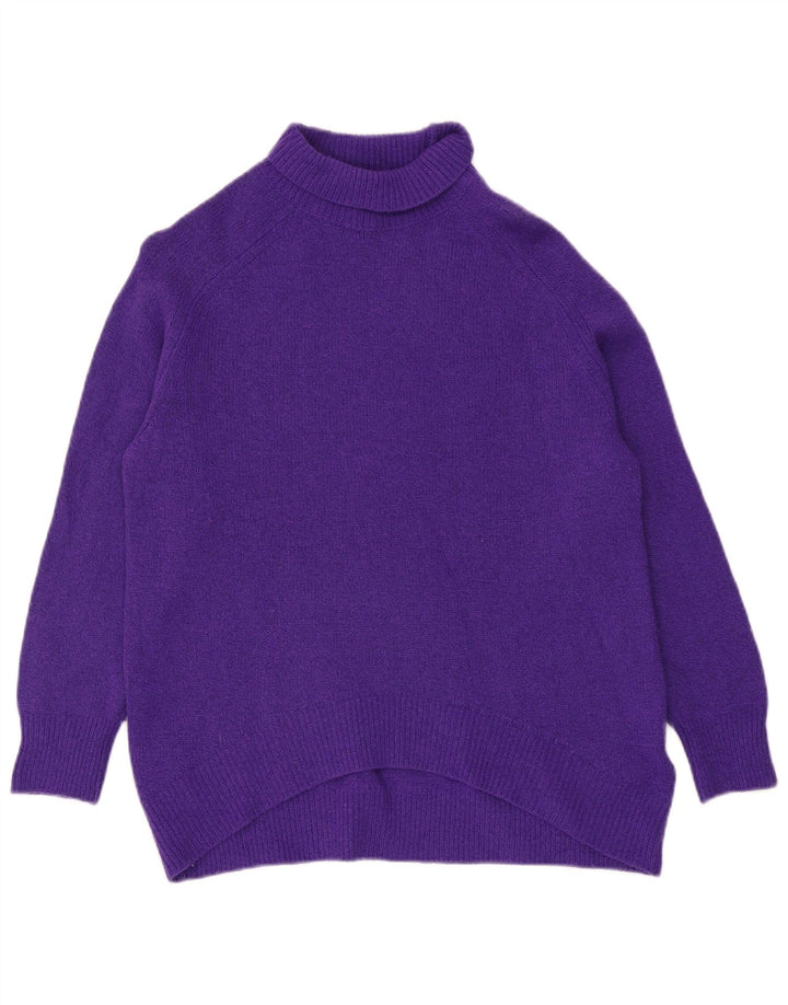 Sweter damski Massimo Dutti z wywijanym dekoltem UK 14, średni fiolet, wełna