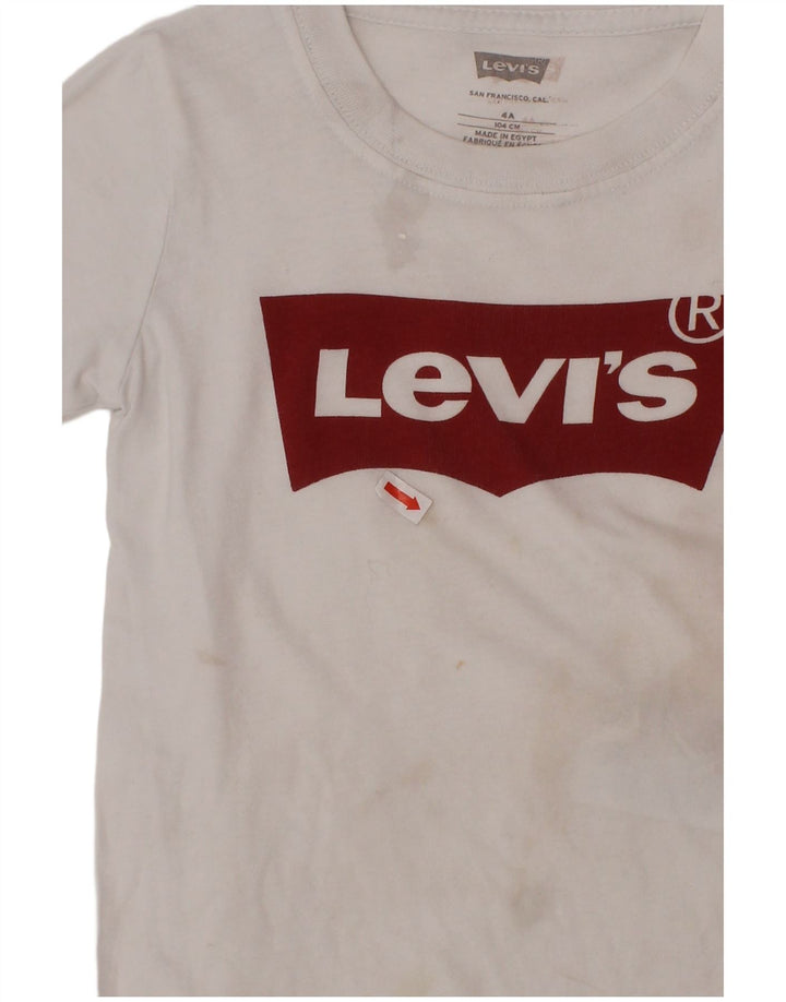 Chłopięcy T-shirt z grafiką LEVI'S, 3-4 lata, biała bawełna