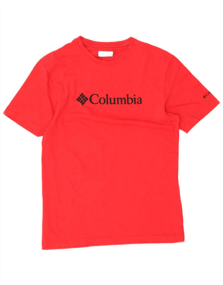 Męski T-shirt z grafiką Columbia, mały, czerwony, bawełniany