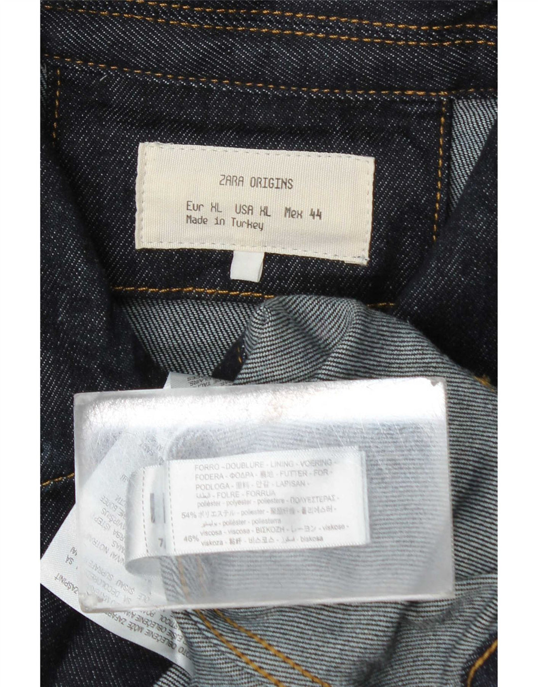 Męska kurtka dżinsowa Zara UK 42 XL, granatowa, poliestrowa