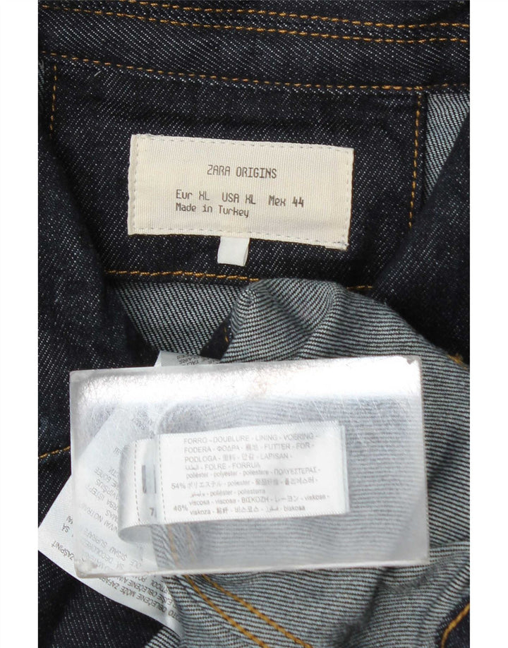 Męska kurtka dżinsowa Zara UK 42 XL, granatowa, poliestrowa