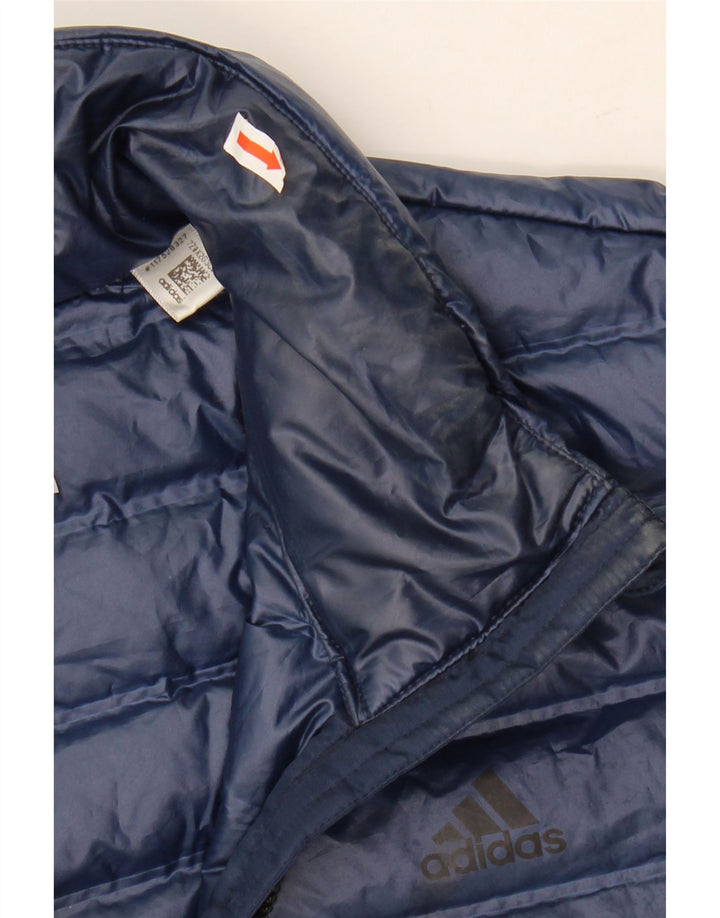 ADIDAS Mens Padded Jacket UK 38 Medium Navy Blue Polyester