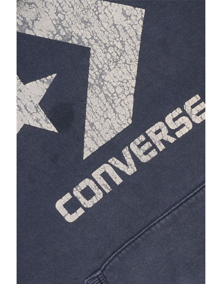 CONVERSE Męski sweter z kapturem i grafiką, mały, niebieski, bawełniany