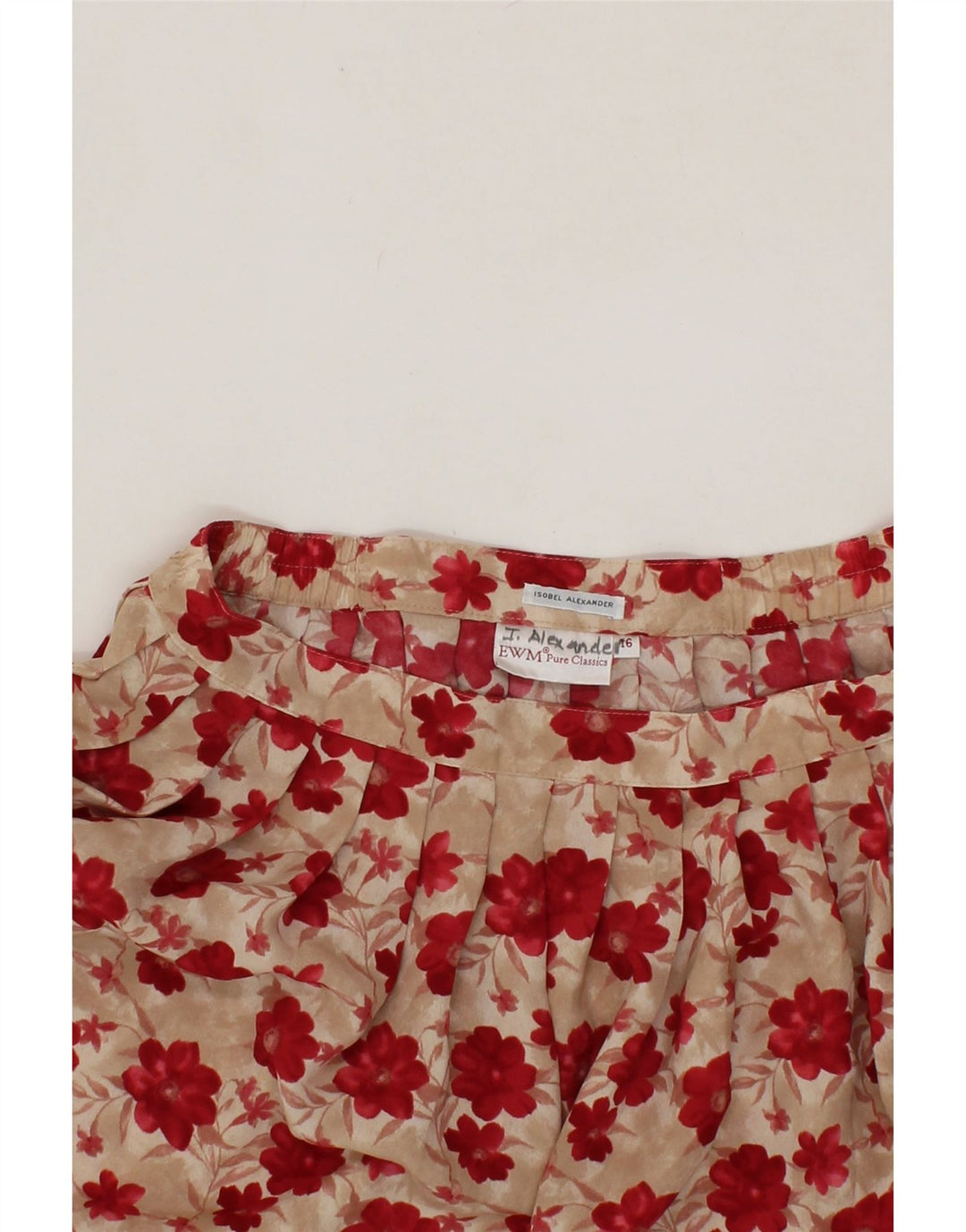 EWM Womens Pleated Skirt UK 16 Large W32 Red Floral Polyester Vintage EWM and Second-Hand EWM from Messina Hembry 