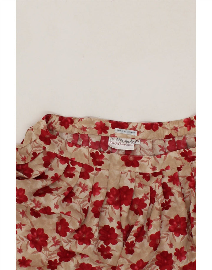 EWM Womens Pleated Skirt UK 16 Large W32 Red Floral Polyester Vintage EWM and Second-Hand EWM from Messina Hembry 