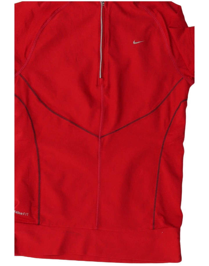 Top dresowy damski Nike Fit Dry z krótkim rękawem, UK 4/6, mały czerwony