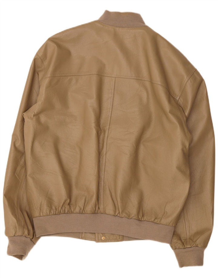 Vintage męska skórzana kurtka bomber UK 42 XL beżowa