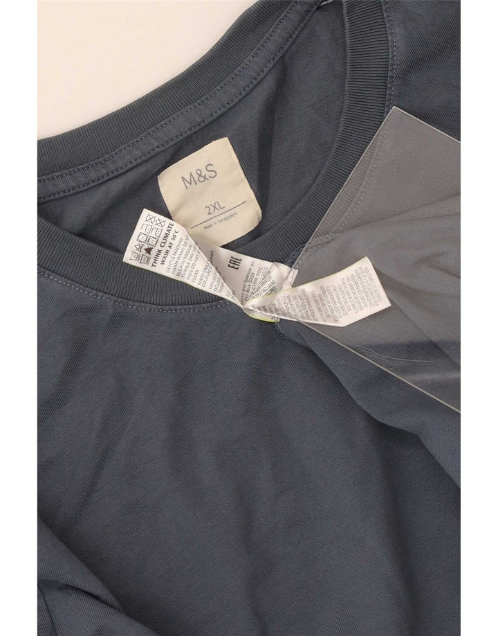 Marks & Spencer Męski top z długim rękawem, 2XL, niebieski, bawełniany